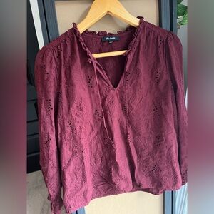 Madewell Burgundy Eyelet Blouse